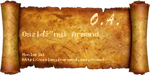 Oszlányi Armand névjegykártya